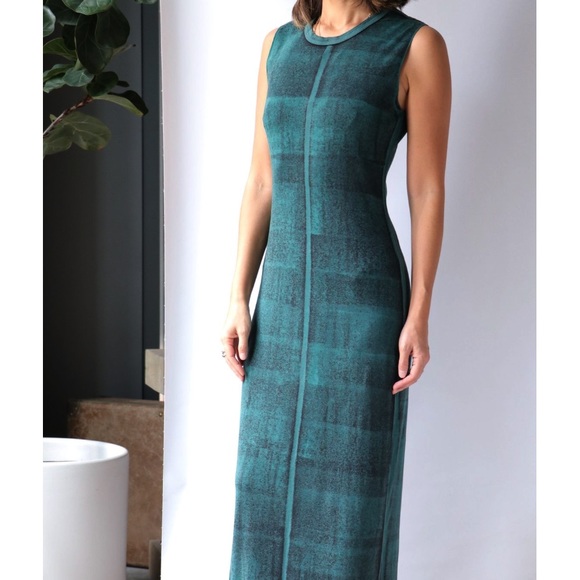 Raquel Allegra Column Tank Dress in Green Moss - Picture 2 of 12